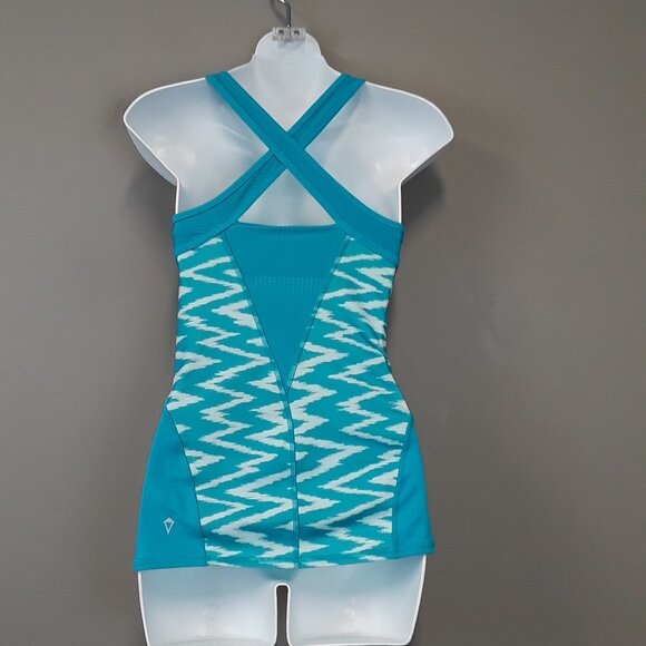 IVIVVA Teal Zig Zag Criss Cross Athletic Tank Top - Picture 6 of 10